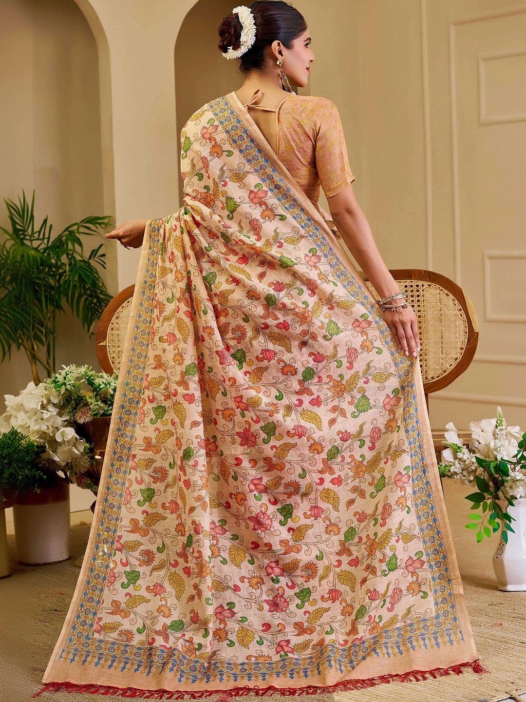 MANVAA Women  Kalamkari Silk Cotton Handloom Saree thumbnail 6