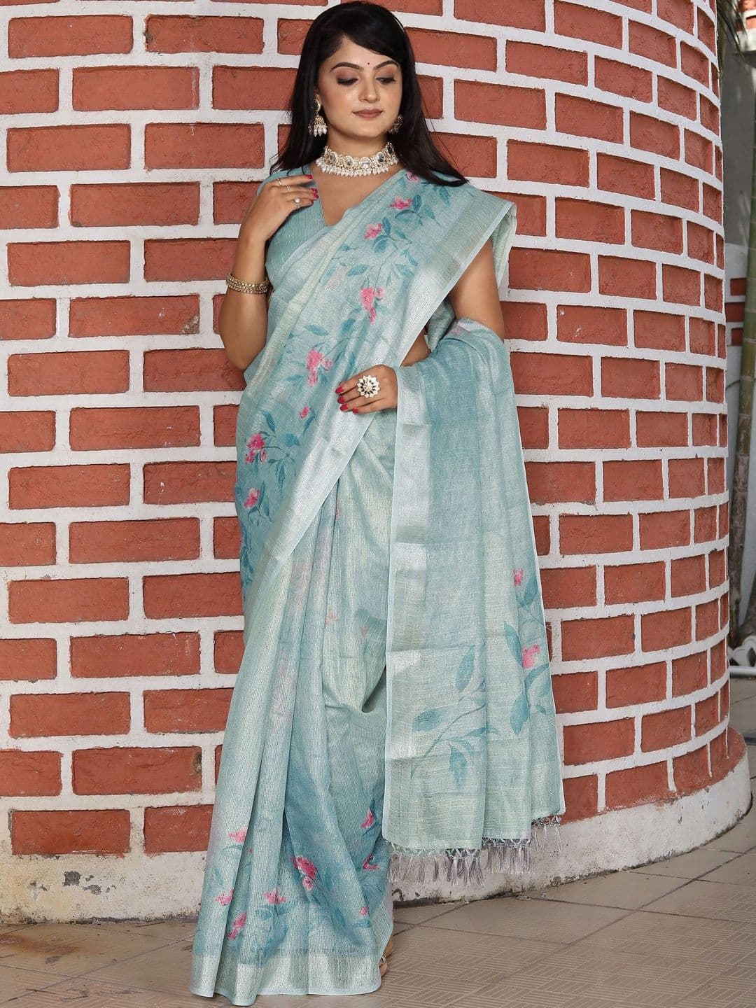 MANVAA Floral Silk Cotton Handloom Saree thumbnail 6