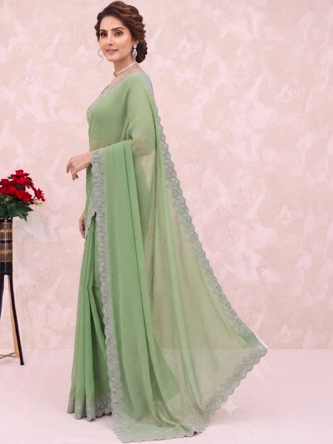 SmileyFashion Pure Georgette Saree thumbnail 6