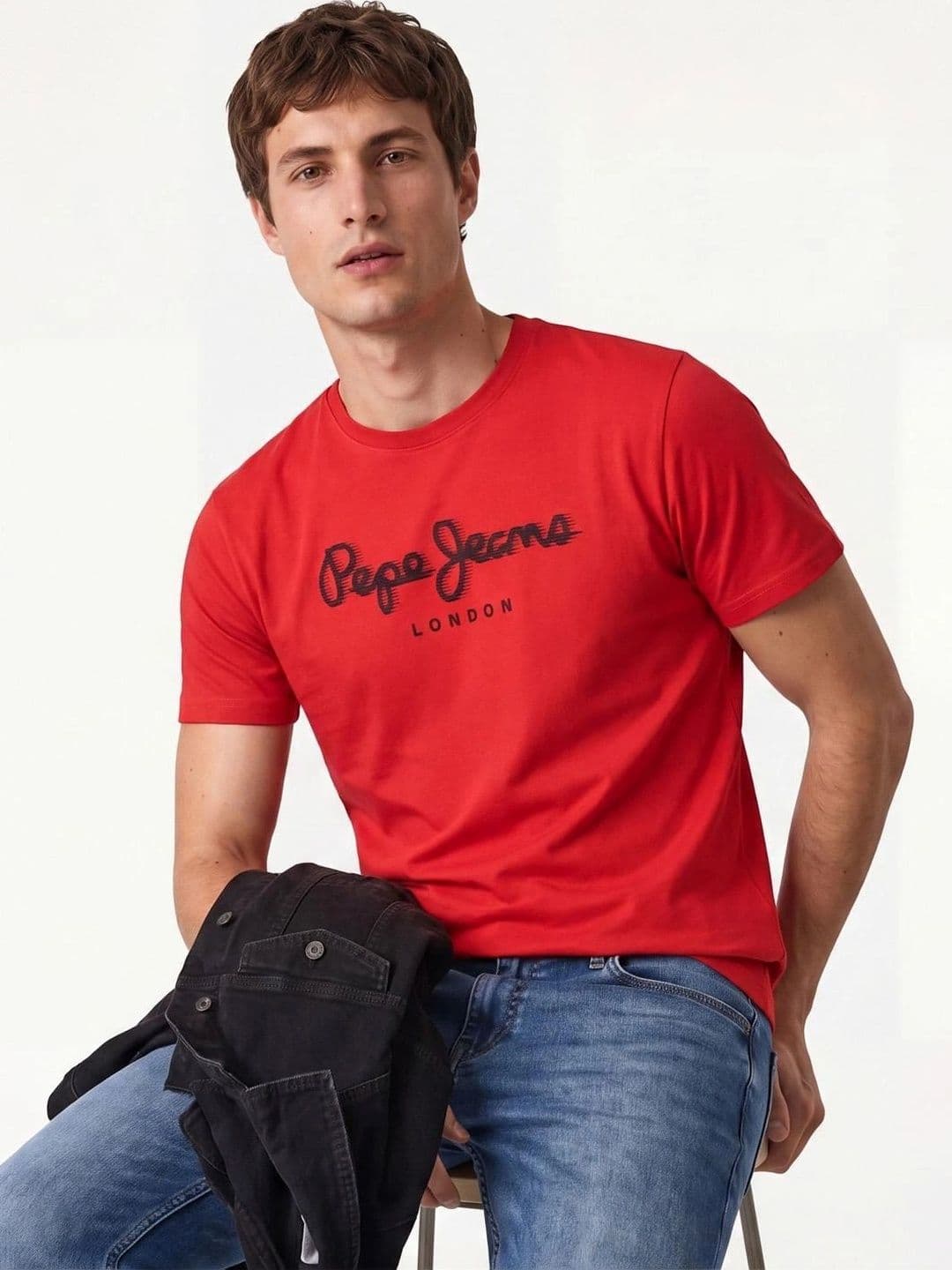 Pepe Jeans Men Brand Logo Printed Pure Cotton Slim Fit T-shirt thumbnail 5
