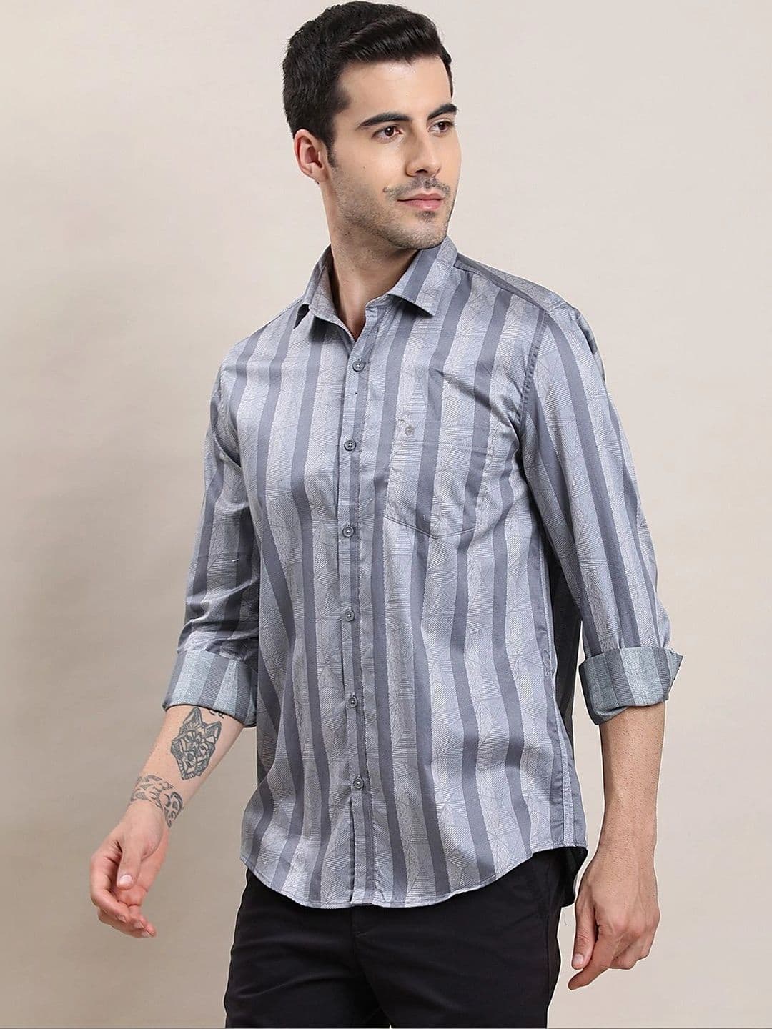 Turtle Men Relaxed Slim Fit Striped Casual Shirt thumbnail 6