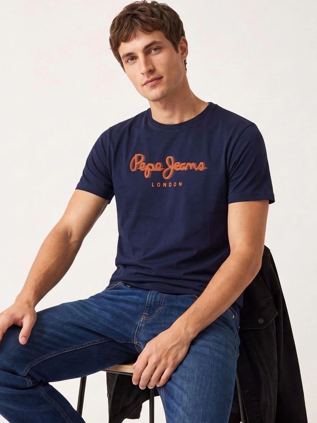 Pepe Jeans Men Brand Logo Printed Pure Cotton Slim Fit T-shirt thumbnail 3
