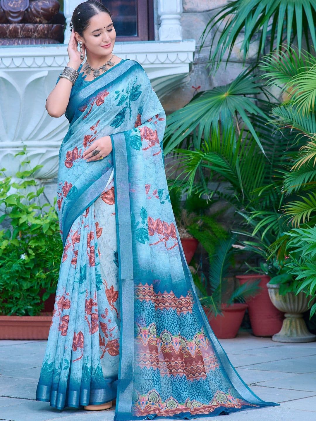 HERE&NOW Floral Printed Saree thumbnail 7