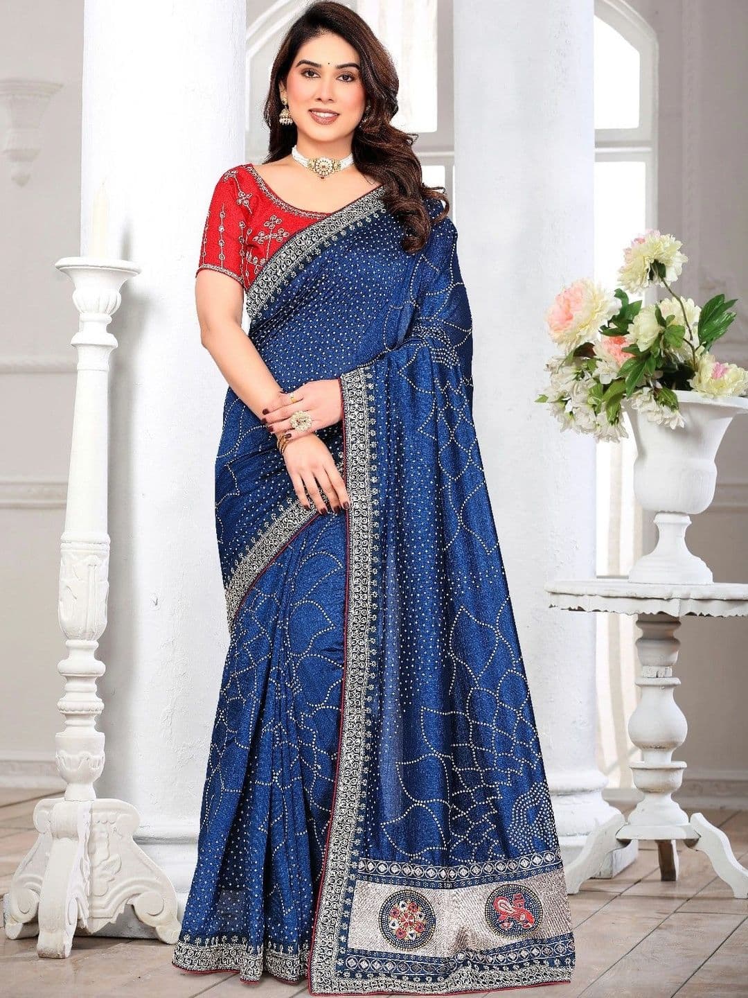 SmileyFashion Bandhani Zari Art Silk Designer Saree - view 1
