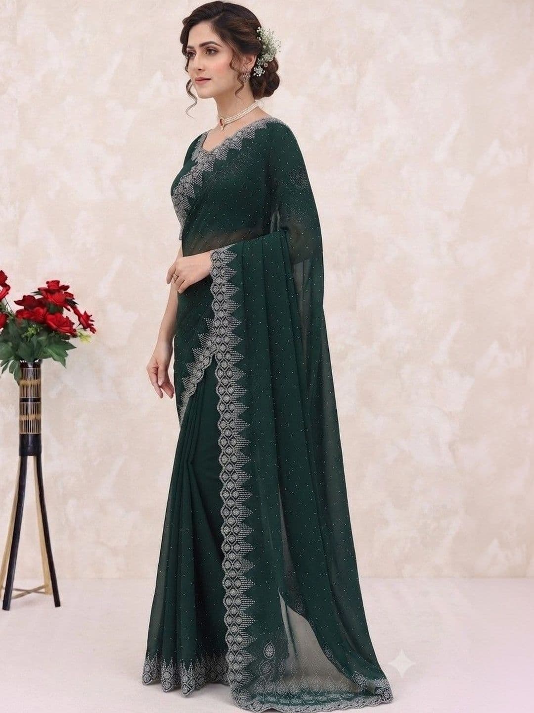 SmileyFashion Pure Georgette Saree thumbnail 6