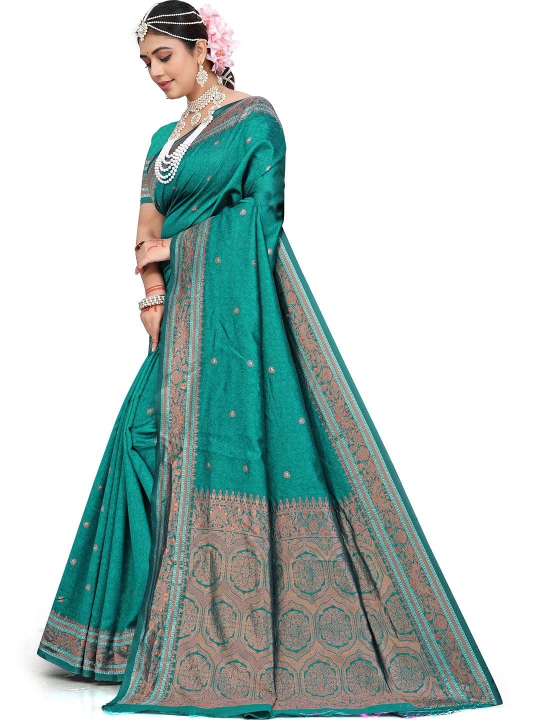 VYOM CREATION Woven Design Art Silk Banarasi Saree thumbnail 3
