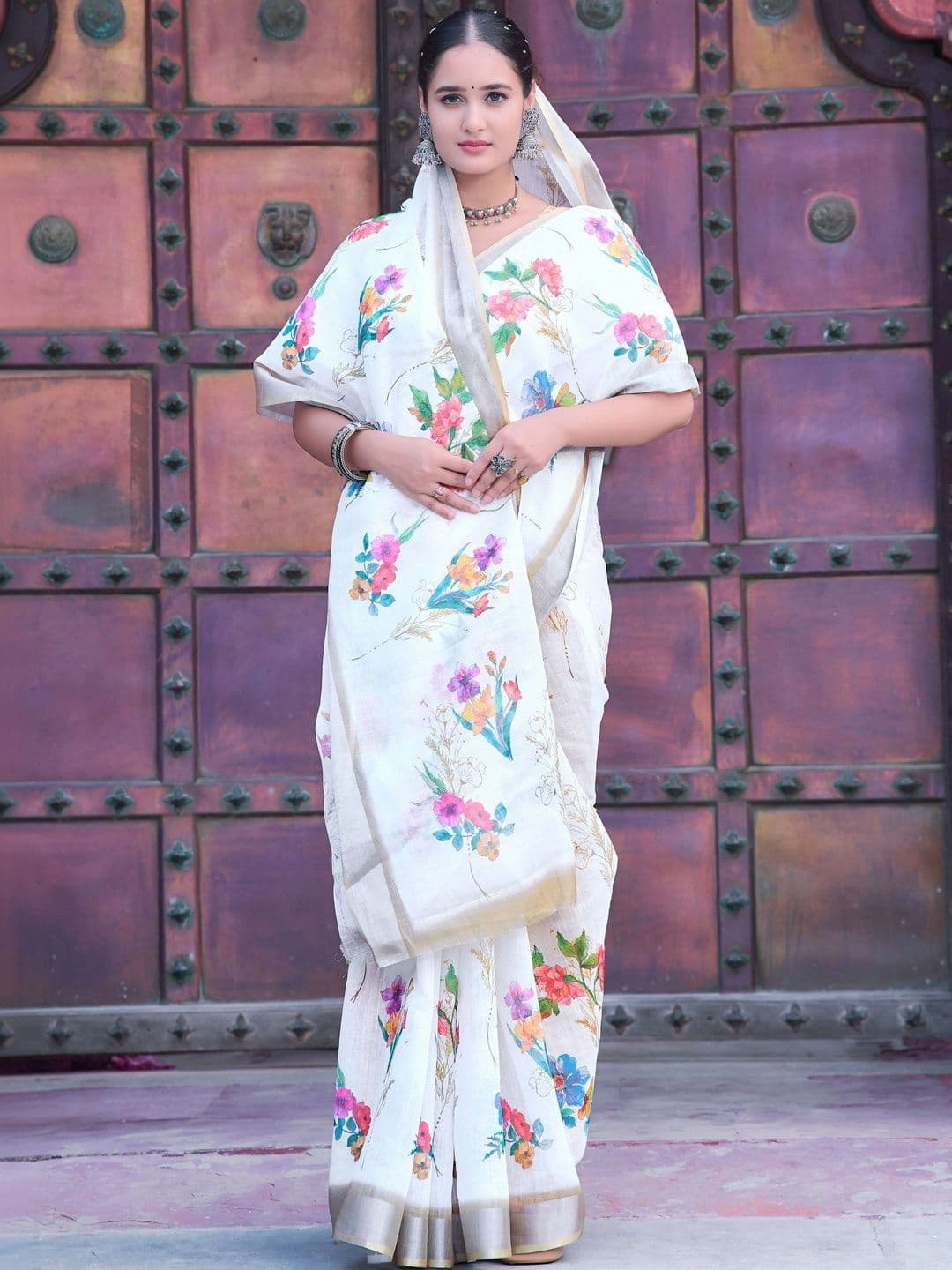MANVAA Floral Saree thumbnail 5