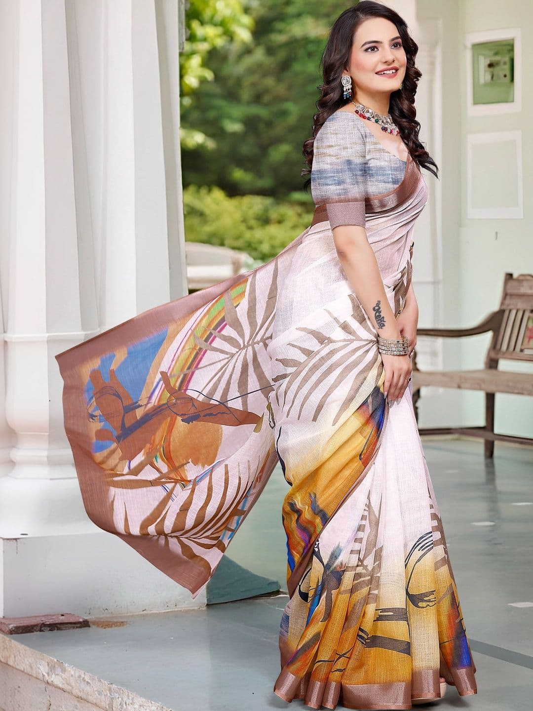 Maroosh Fusion Saree thumbnail 2