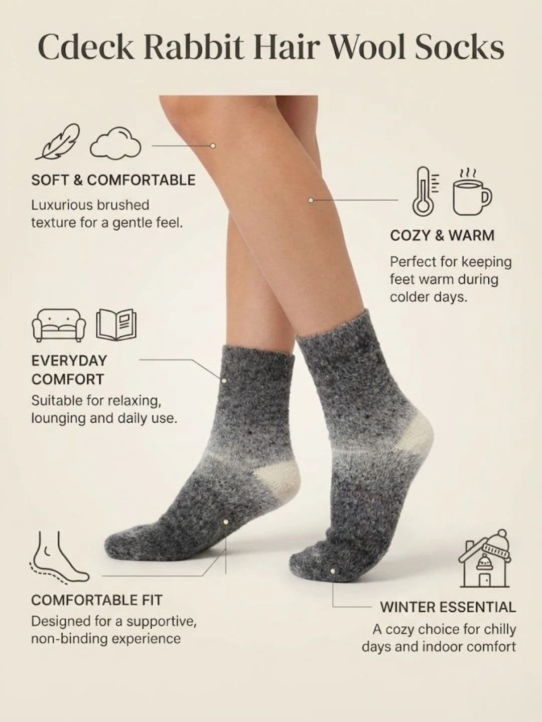 Cdeck Men Woolen Patterned Above Ankle Socks thumbnail 6