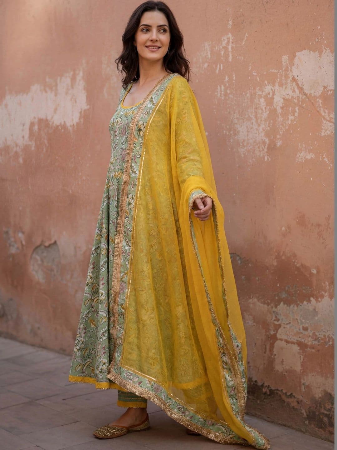 KALINI Women Floral Printed Regular Kurta with Trousers & With Dupatta thumbnail 3