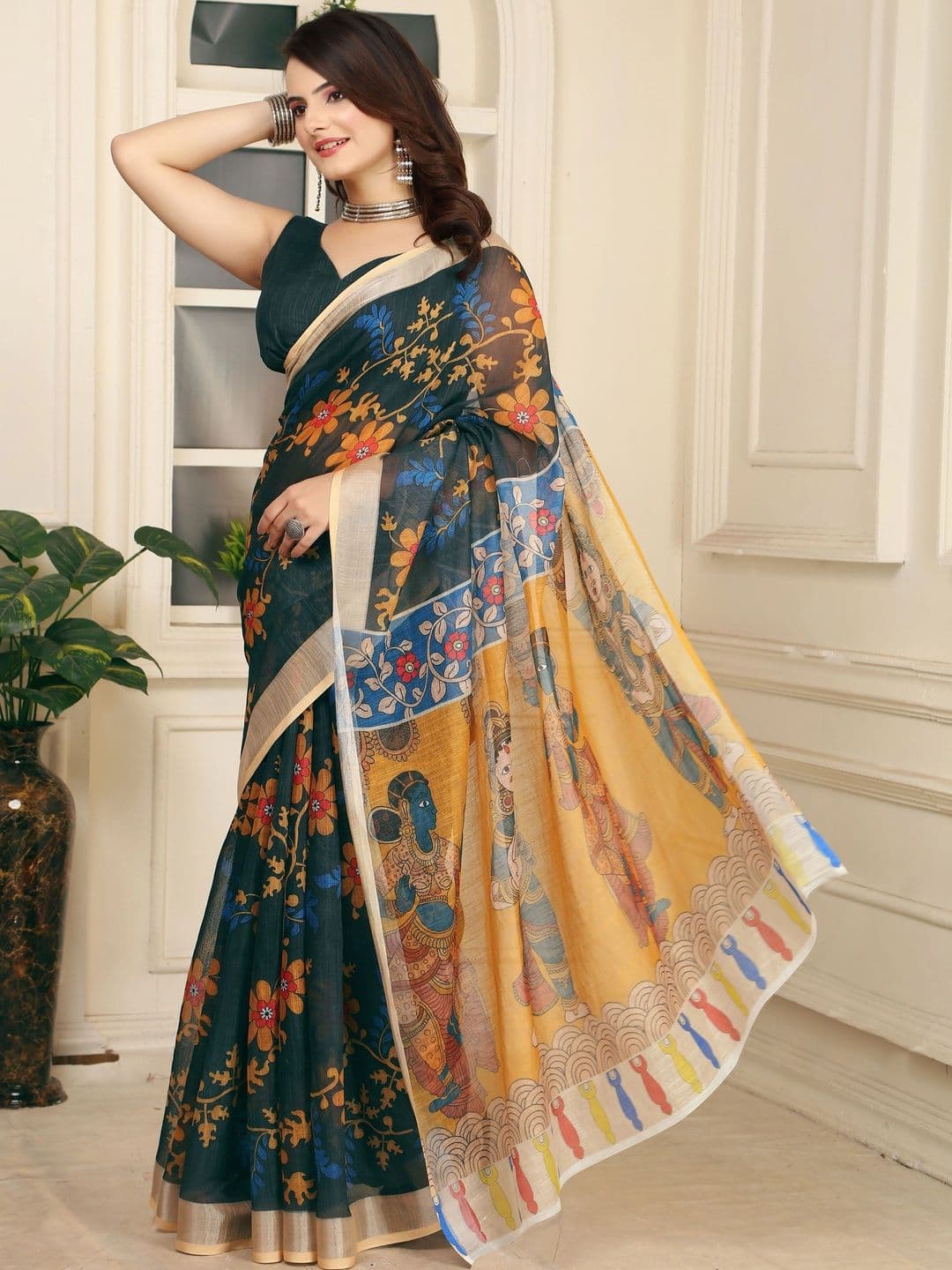MANVAA Floral Saree thumbnail 6