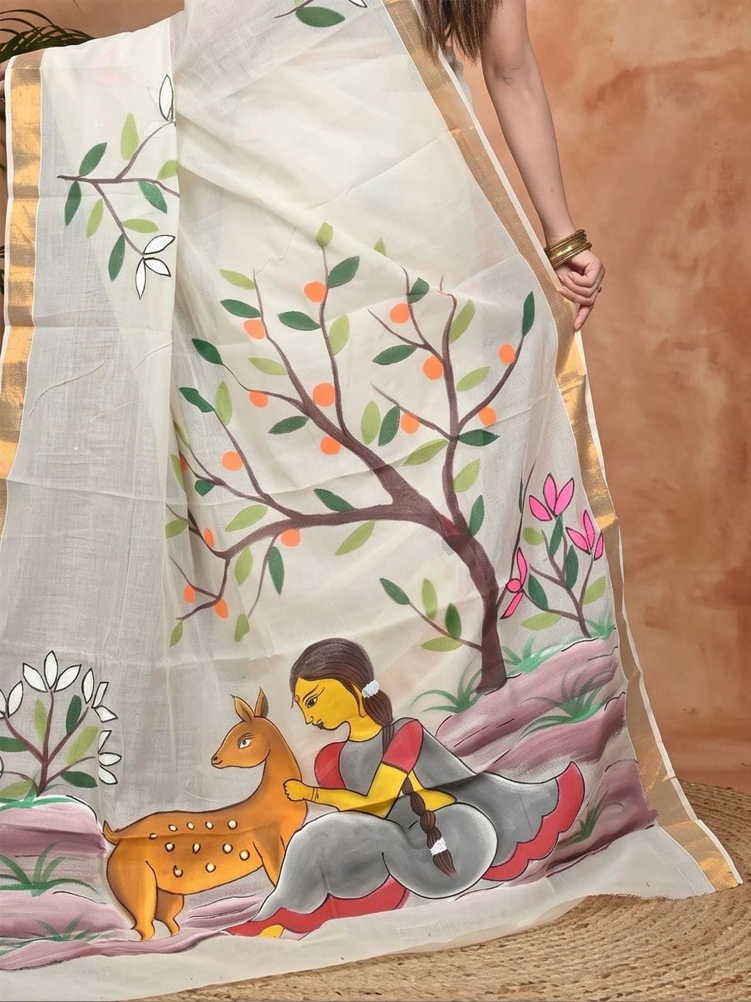 GitAsit Women  Floral Sequinned Pure Cotton Handloom Taant Saree thumbnail 6