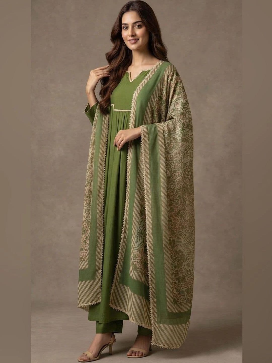 KALINI Women Ethnic Motifs Empire Kurta with Trousers & With Dupatta thumbnail 4