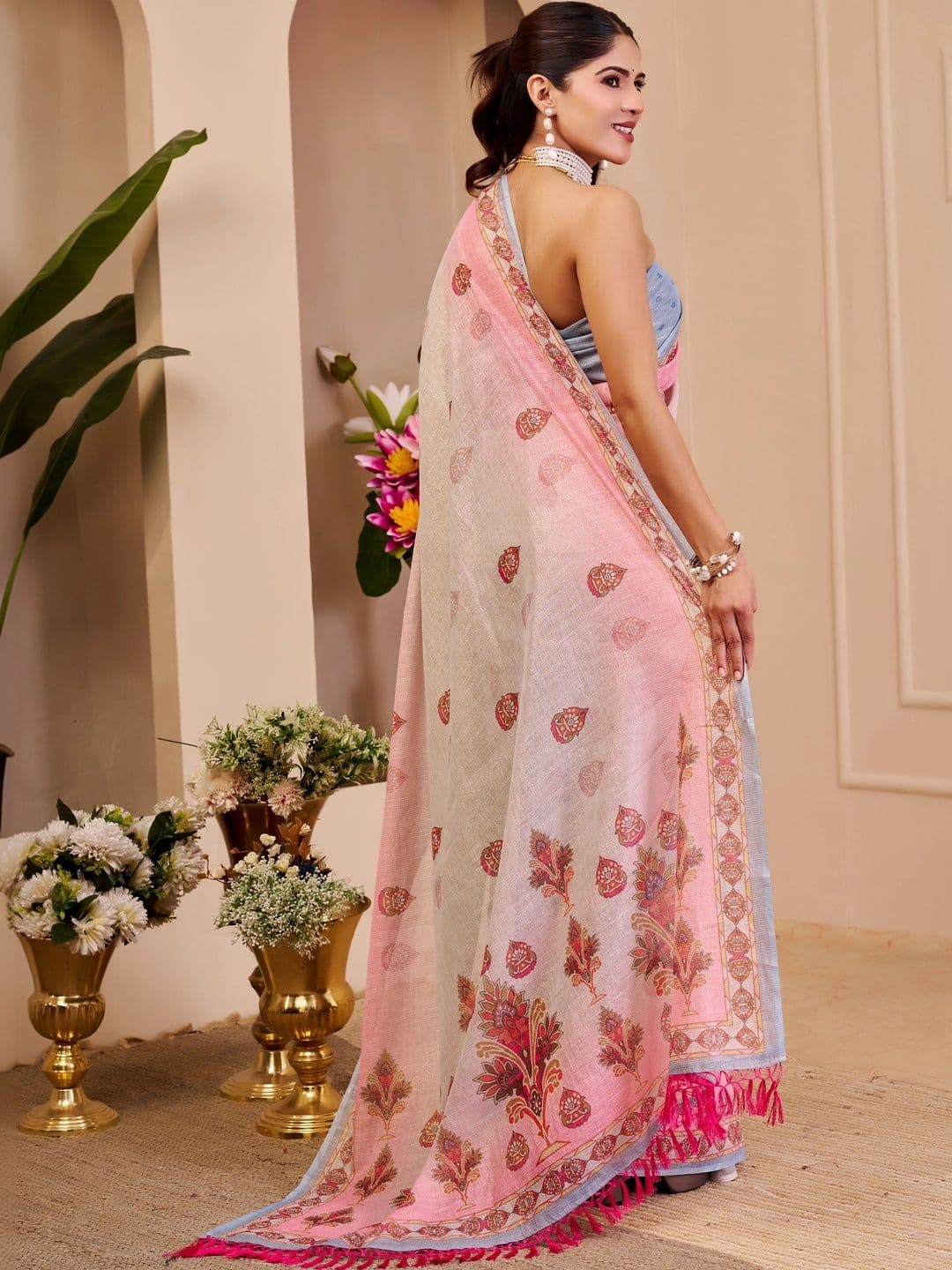 MANVAA Floral Silk Cotton Handloom Saree thumbnail 6