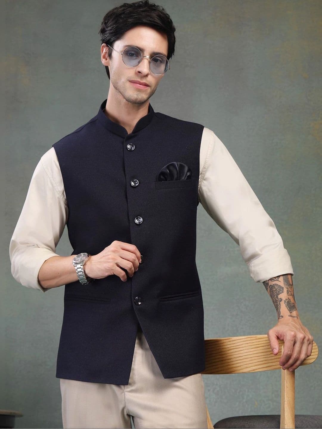Badoliya & Sons Pure Wool Woven Nehru Jackets - view 1