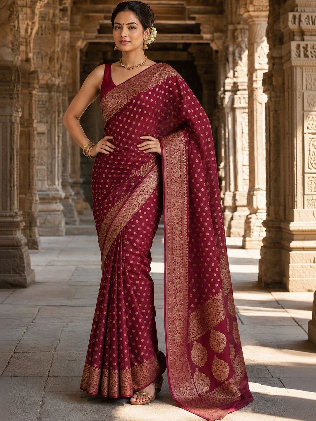 KALINI Woven Design Zari Silk Blend Designer Banarasi Saree thumbnail 2