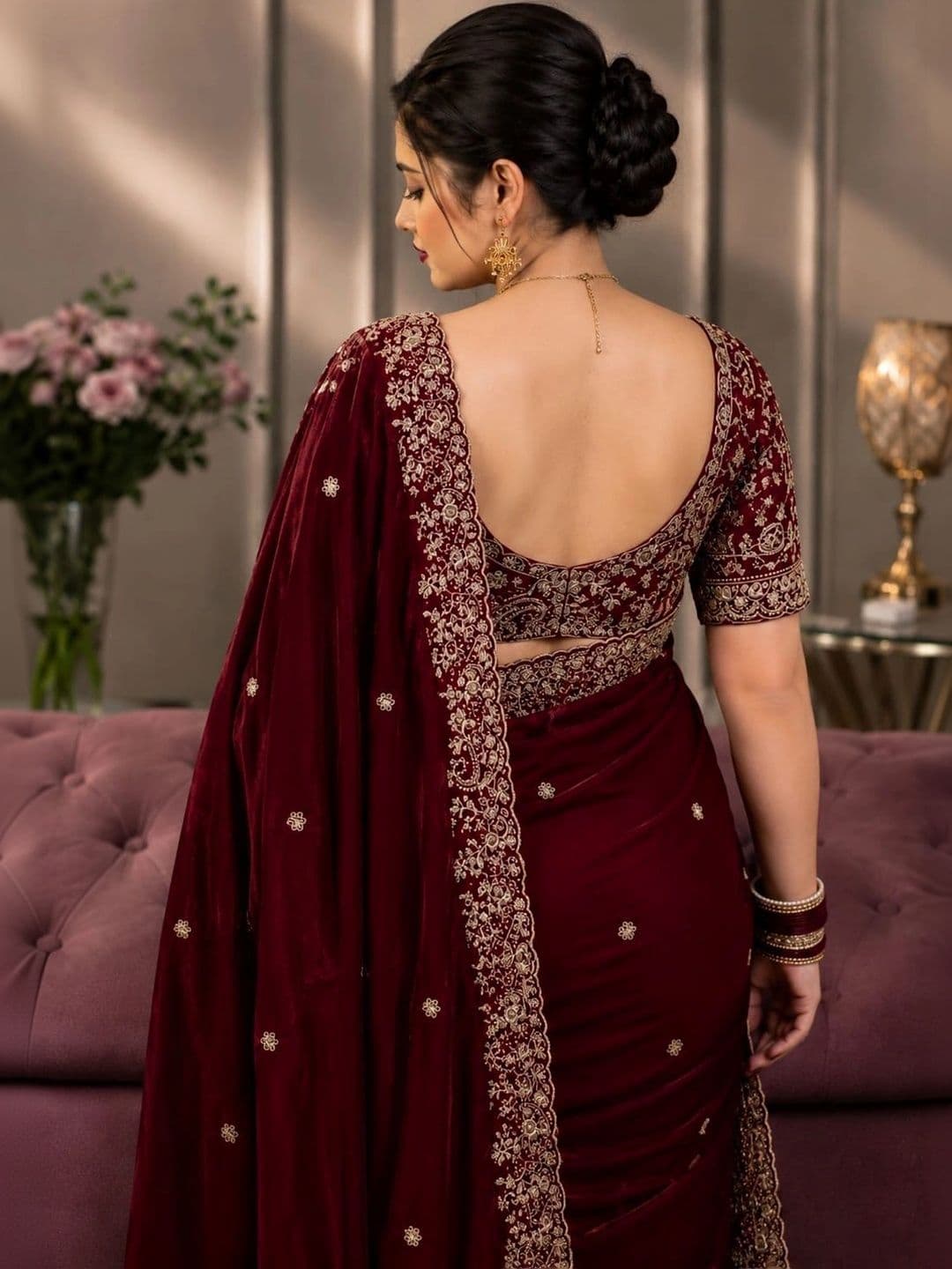 DHARMEE Ethnic Motifs Zari Satin Heavy Work Maheshwari Saree thumbnail 4