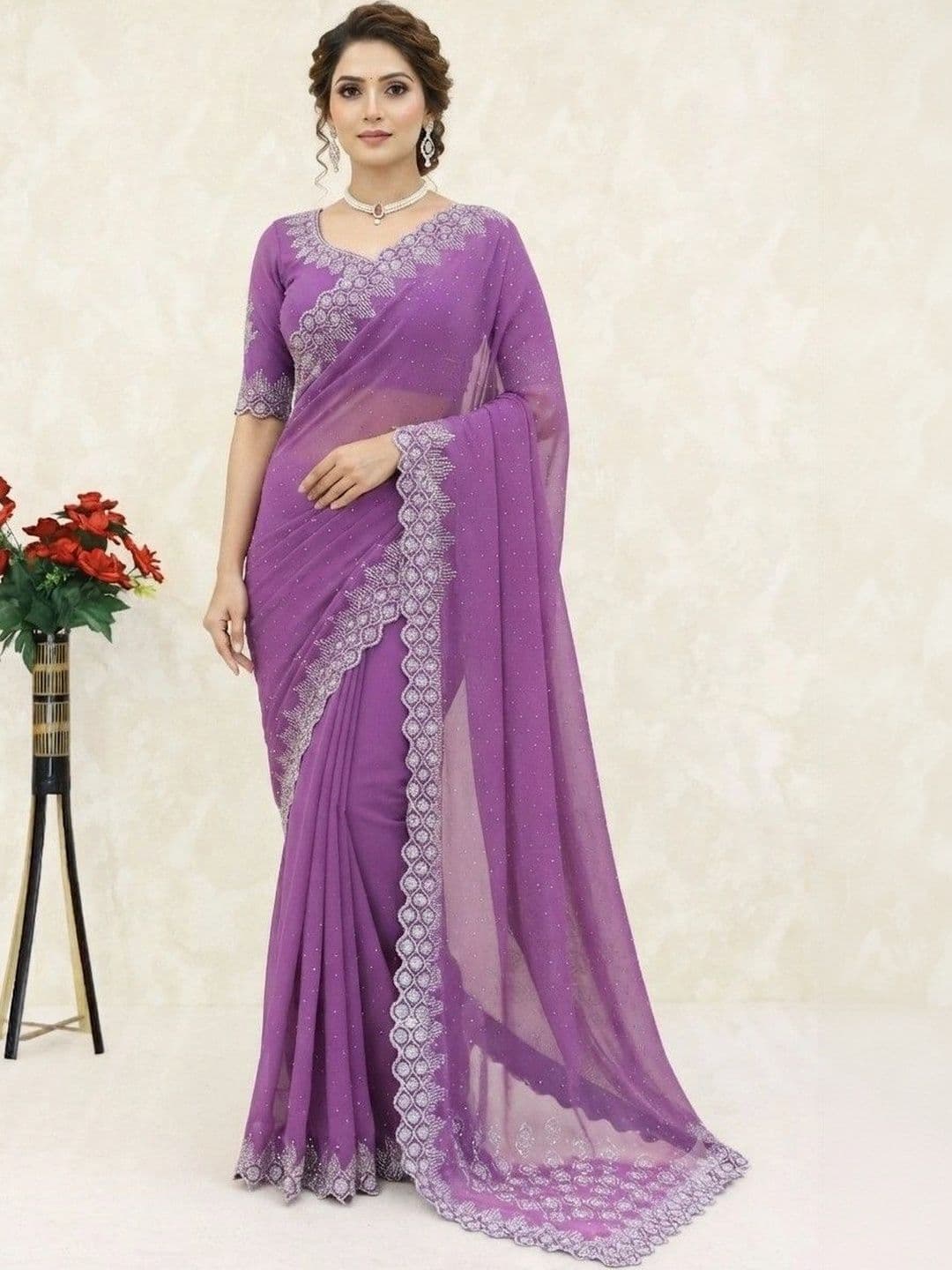 SmileyFashion Pure Georgette Saree - view 1