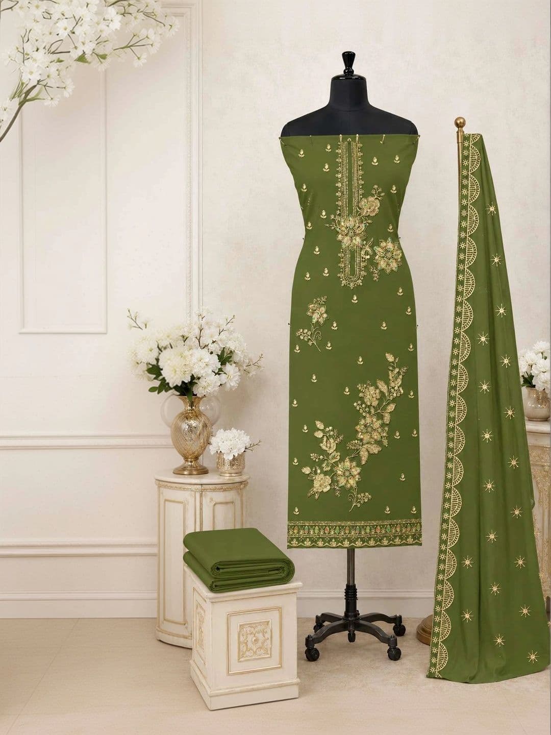 MADHUSUDAN TEX FAB Embroidered Unstitched Dress Material thumbnail 4
