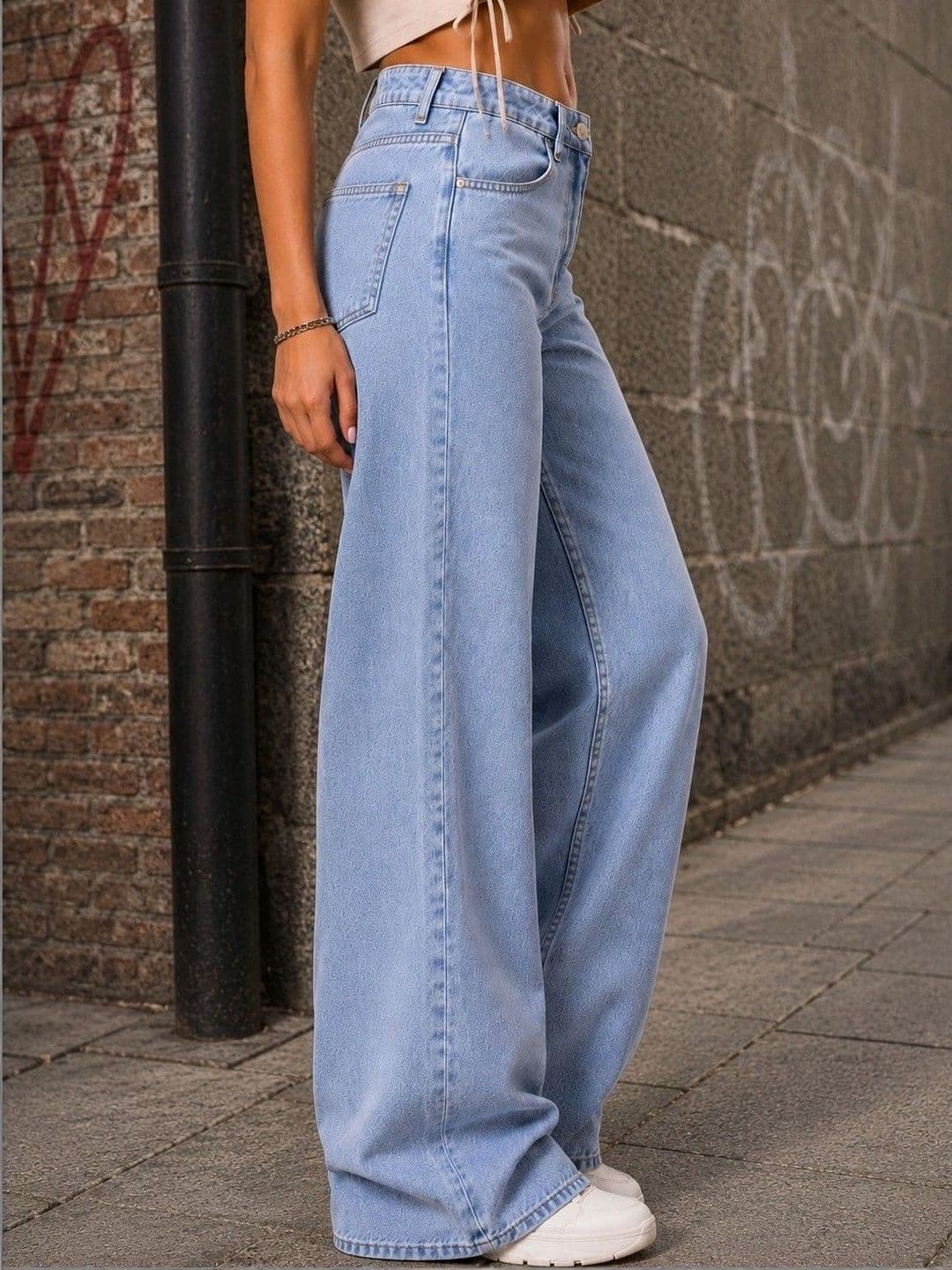 DressBerry Women Comfort Wide Leg High-Rise Light Fade Stretchable Jeans thumbnail 5