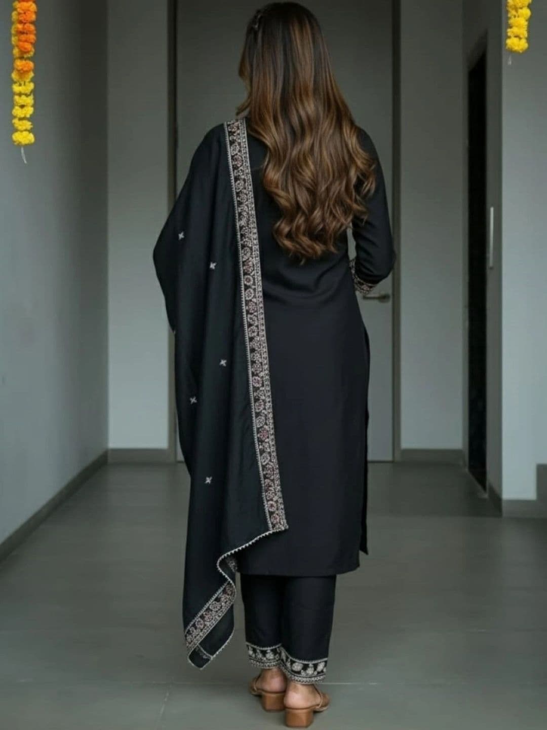 KALINI Women Ethnic Motifs  Regular Thread Work Kurta with Trousers & With Dupatta thumbnail 2
