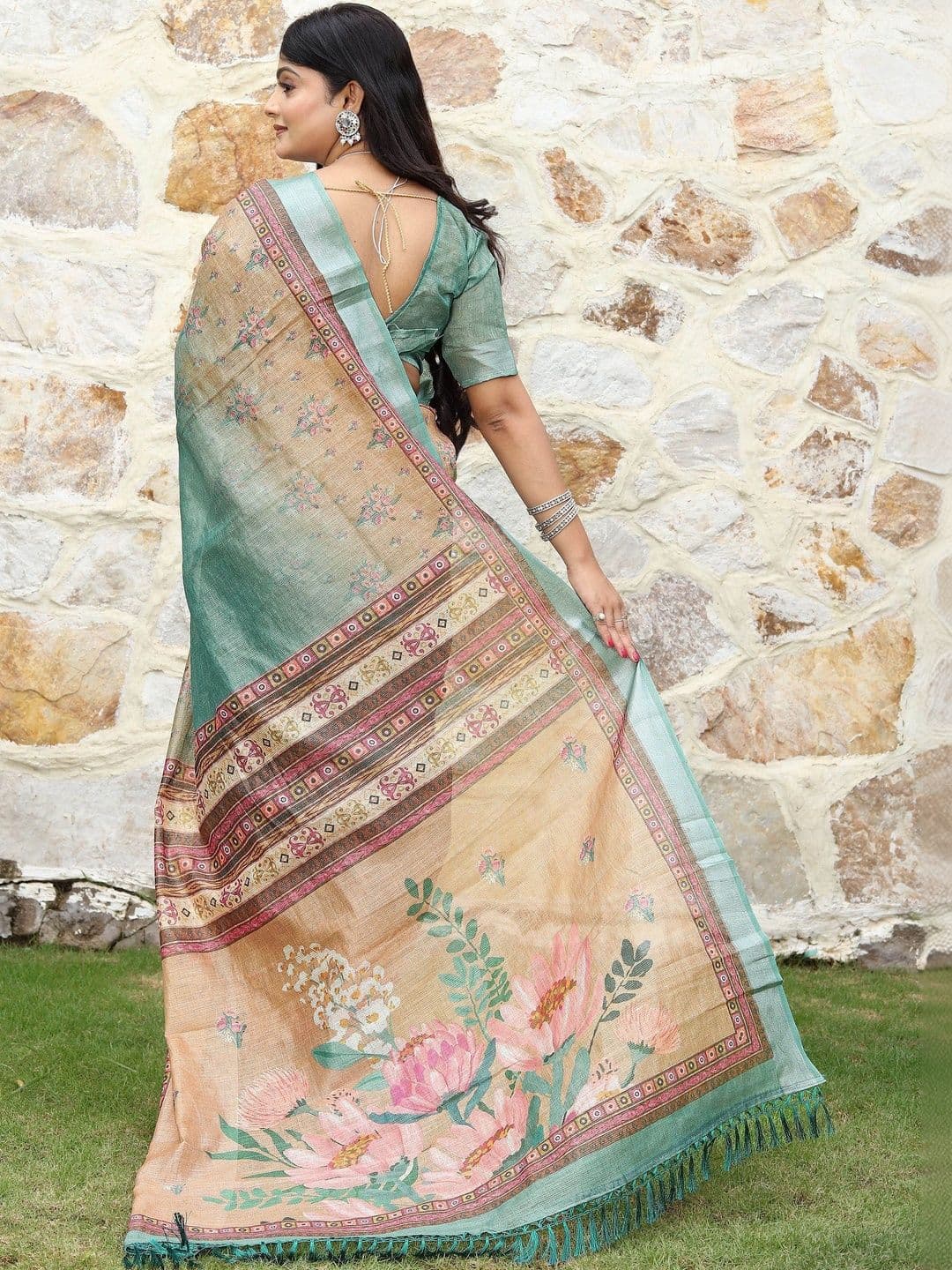 HERE&NOW Floral Silk Cotton Handloom Saree thumbnail 2