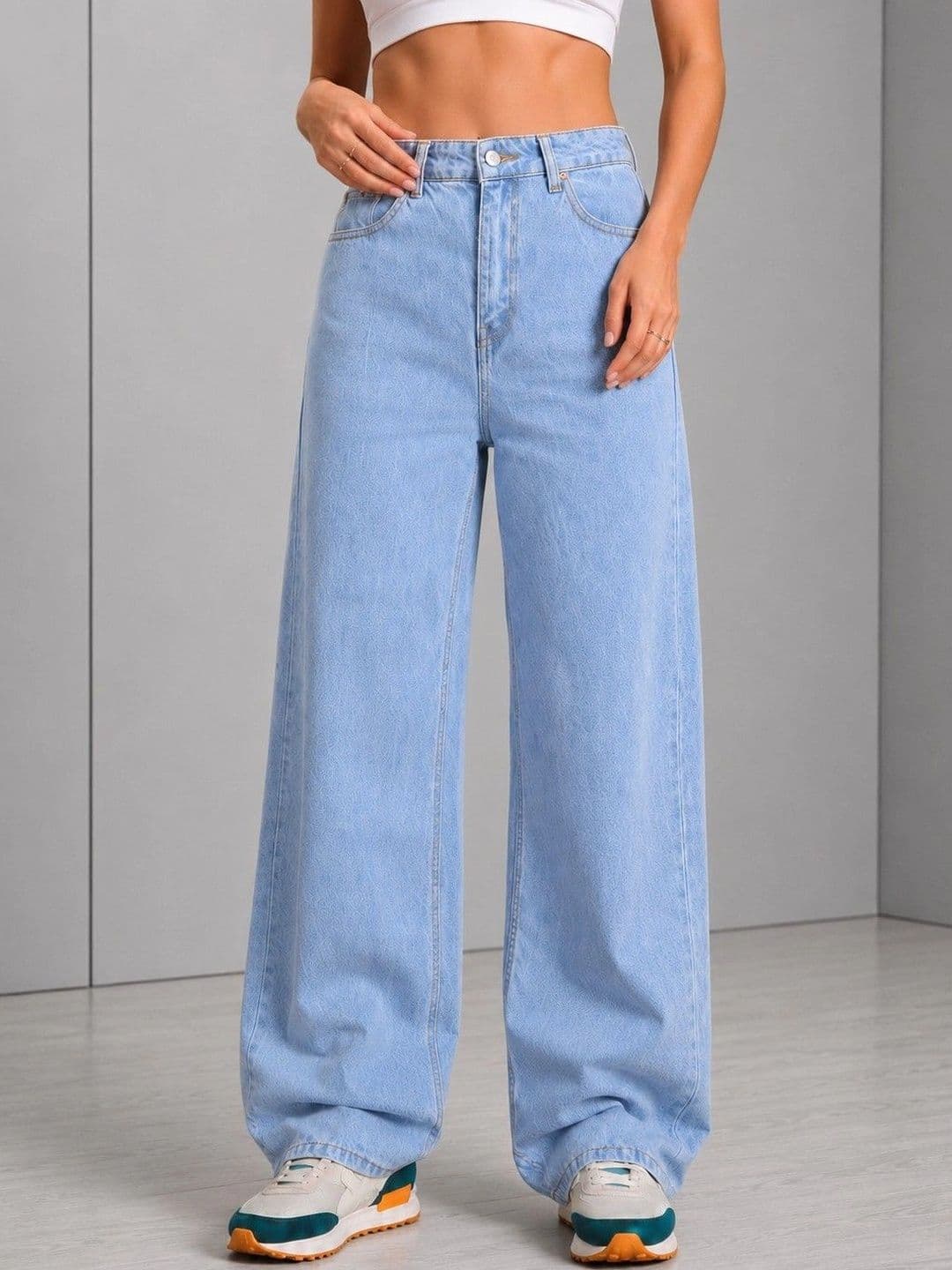 DressBerry Women Comfort Wide Leg High-Rise Light Fade Stretchable Jeans - view 1