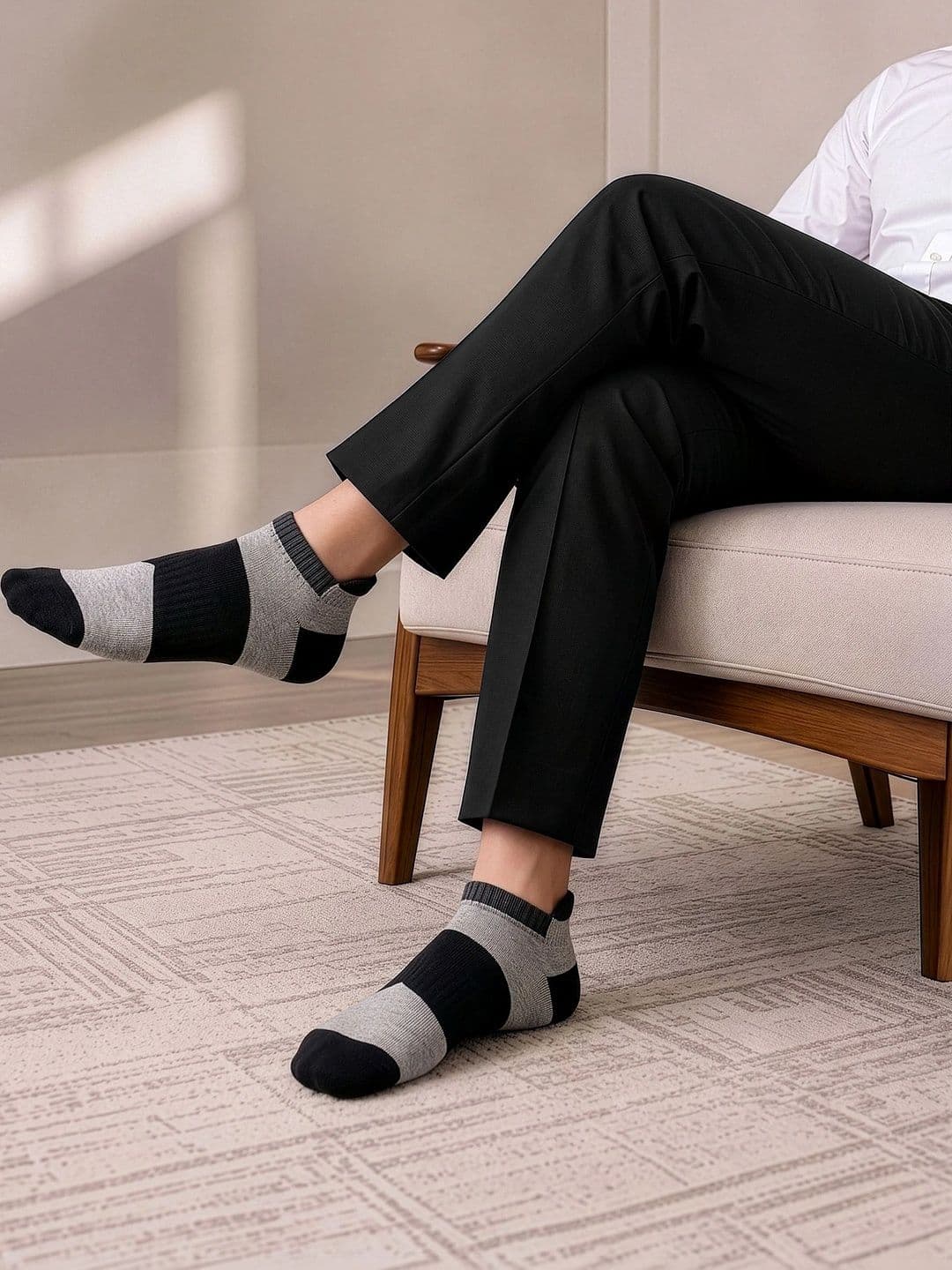 LOUIS STITCH Men Pack of 3 Cotton Assorted Colourblocked Ankle Length Socks thumbnail 4
