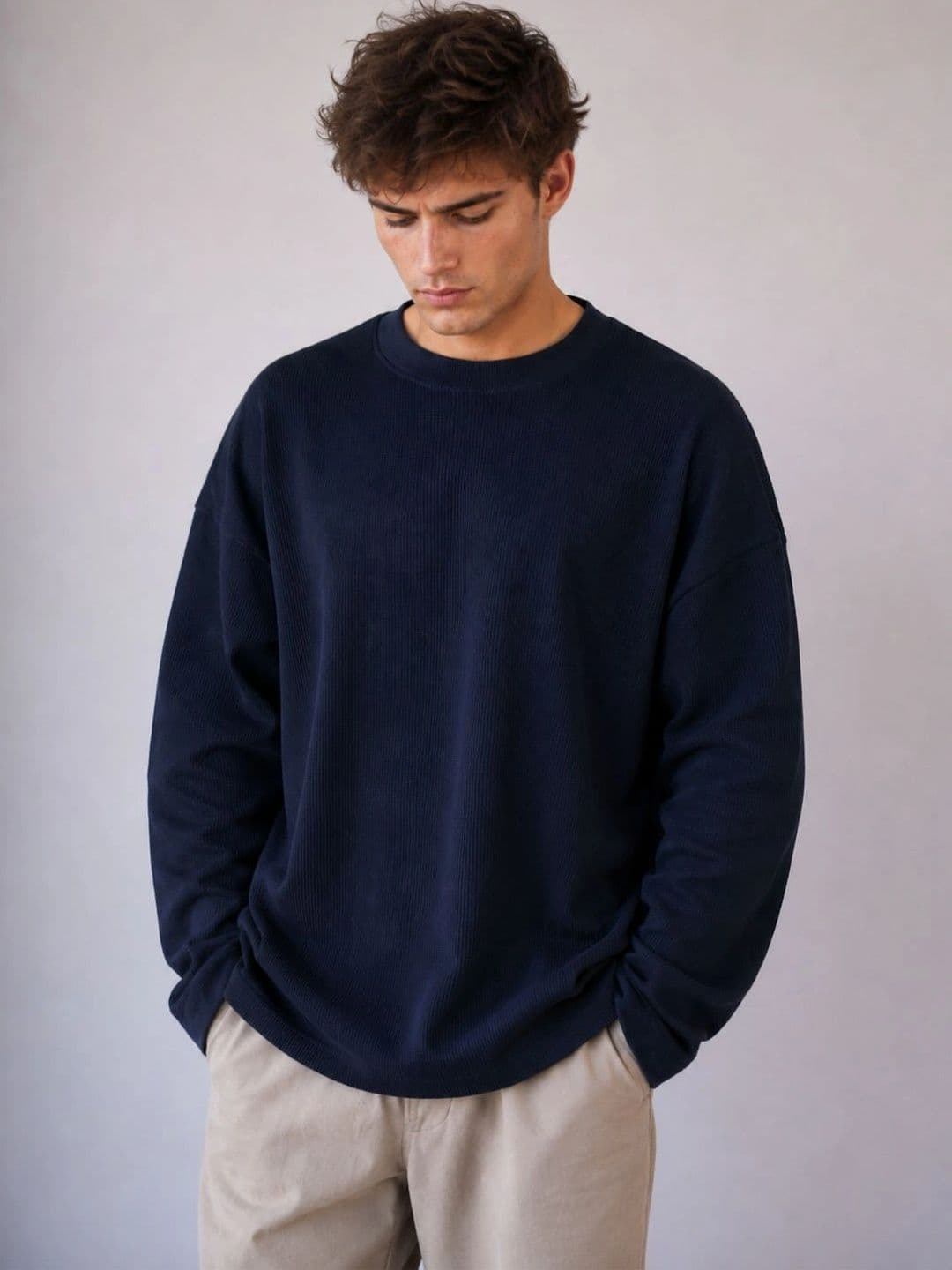 BRAHMOR Men Drop-Shoulder Sleeves Raw Edge Boxy T-shirt thumbnail 4