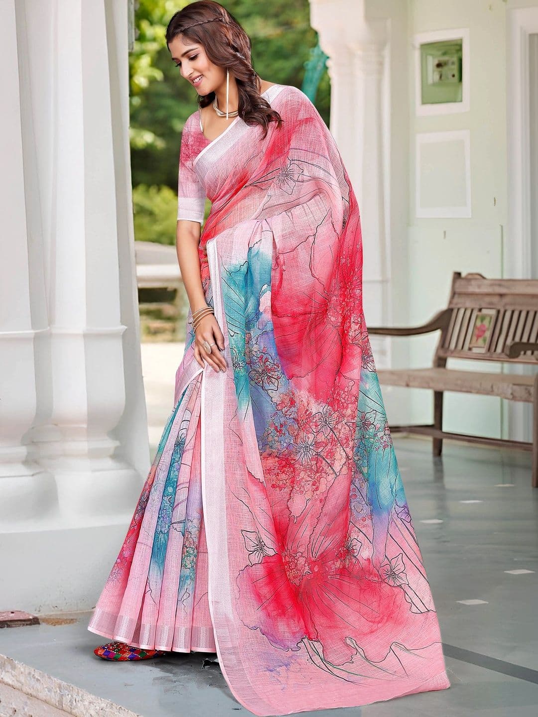 Maroosh Floral Saree thumbnail 4