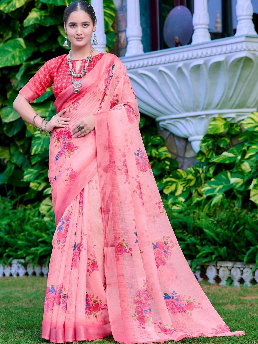 HERE&NOW Floral Fusion Saree - view 1
