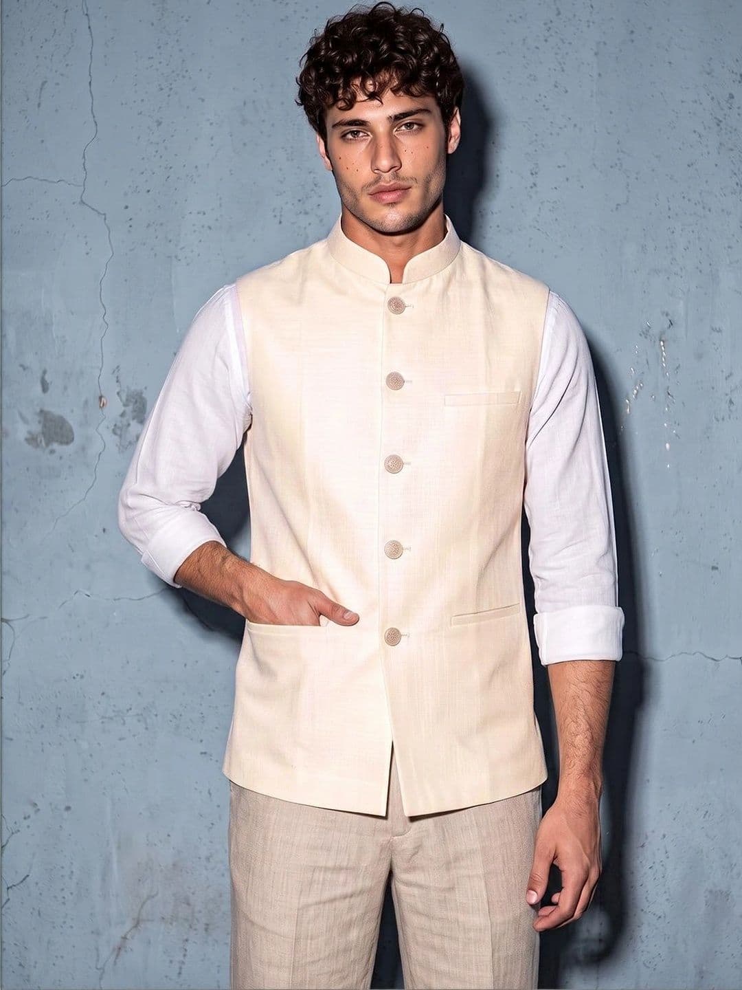 DRIP CHOWK Woven Nehru Jackets thumbnail 7