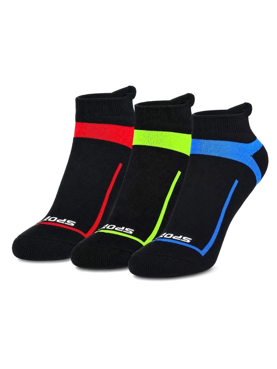 LOUIS STITCH Men Pack of 3 Cotton Assorted Colourblocked Ankle Length Socks thumbnail 2