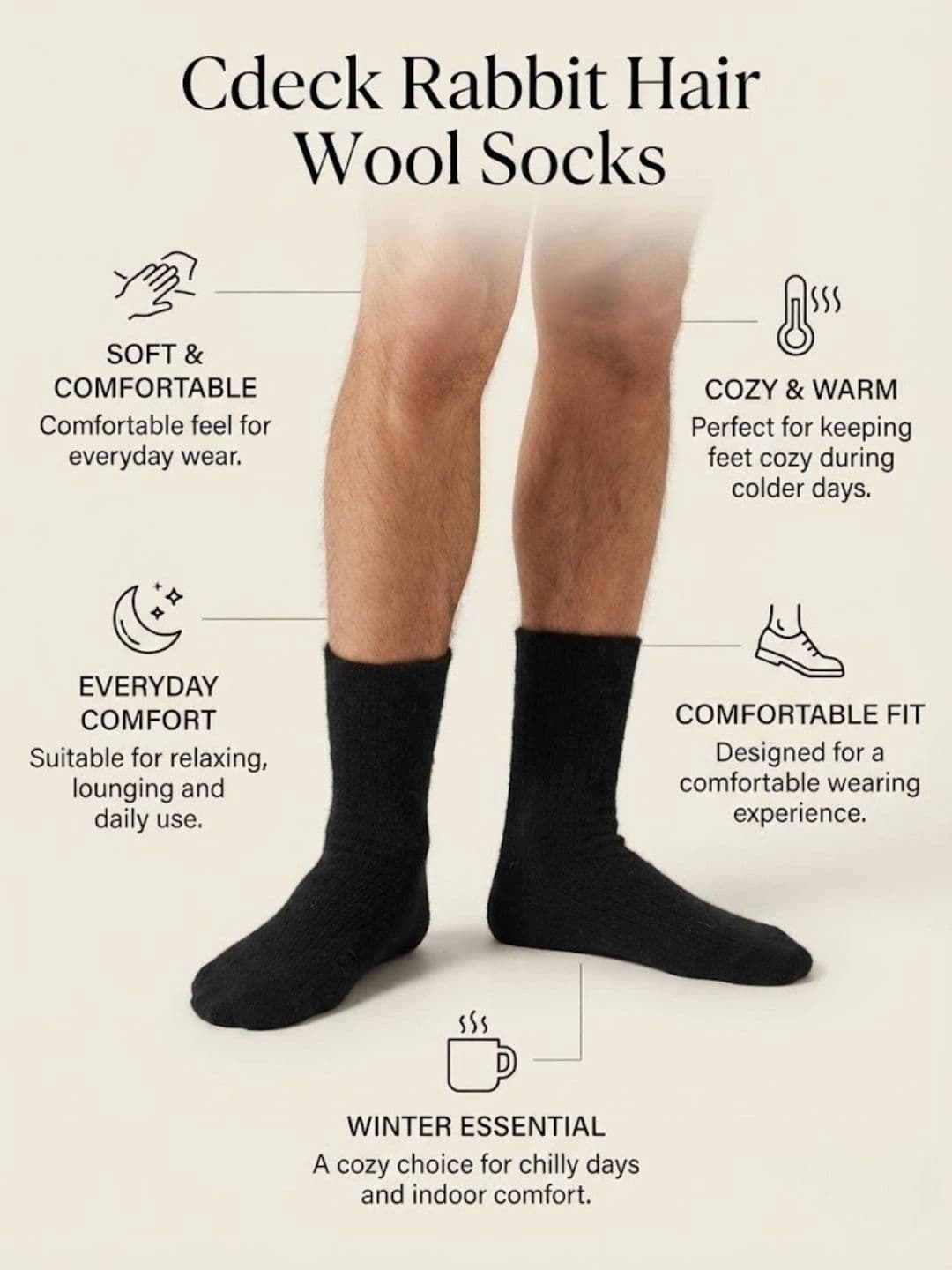 Cdeck Men Woolen Calf Length Socks thumbnail 4