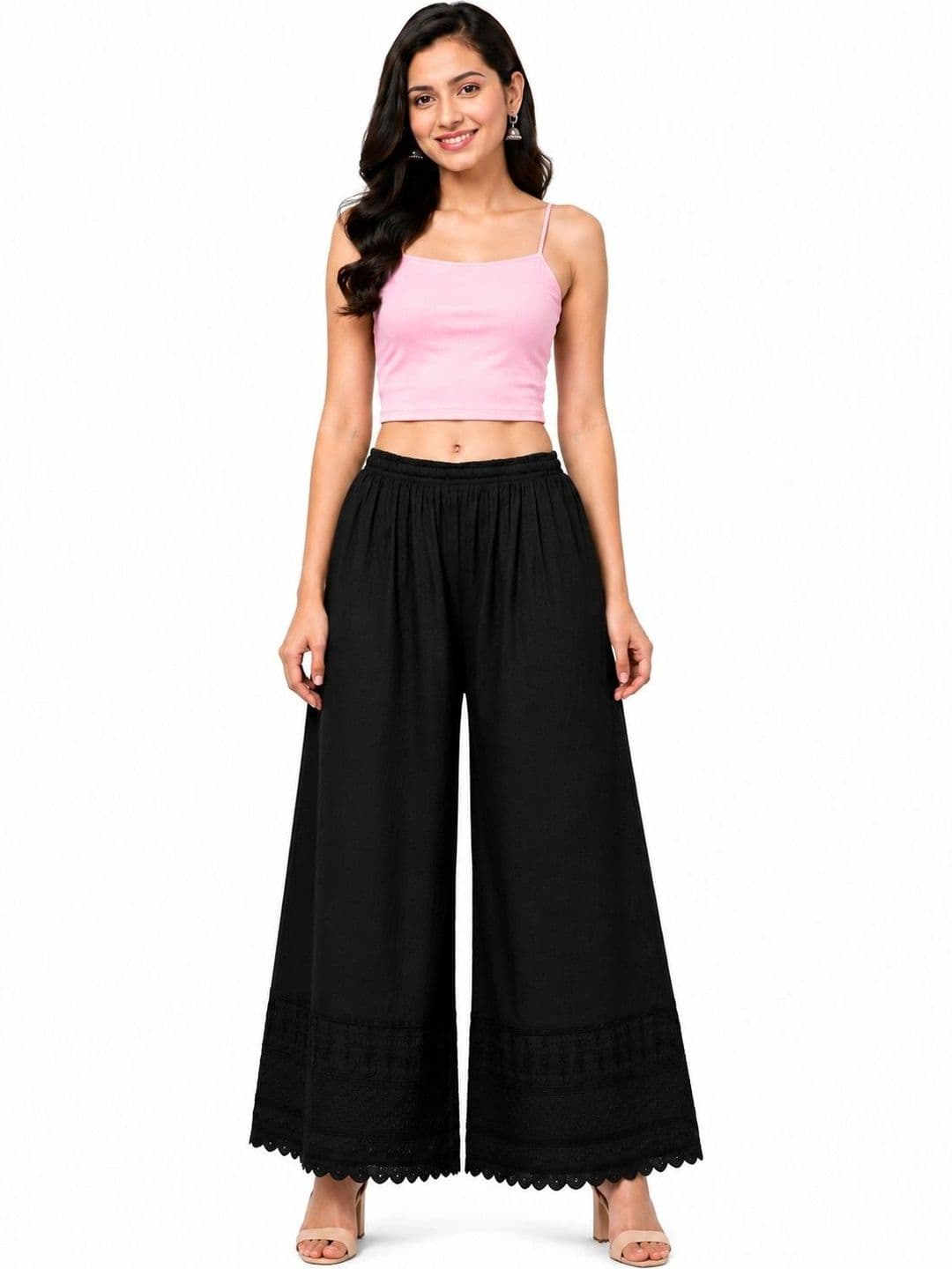 Threadbloom Women Embellished Knitted Ethnic Palazzos - view 1