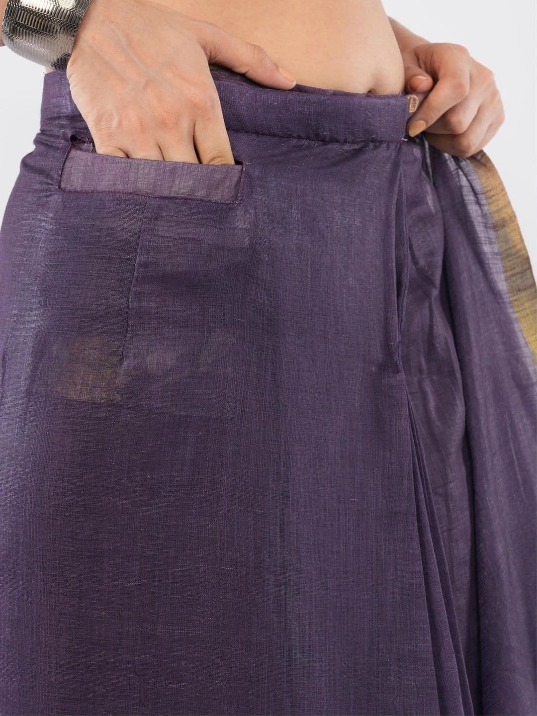 SAMANTHA Floral Linen Blend Belted Saree thumbnail 4