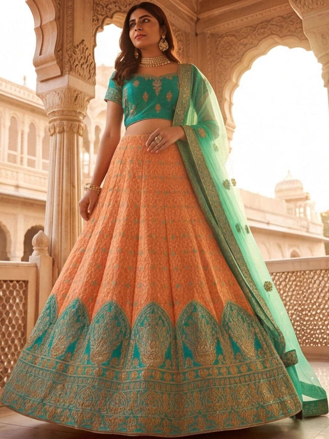 Anouk Rustic Embroidered Semi-Stitched Lehenga & Unstitched Blouse With Dupatta thumbnail 5