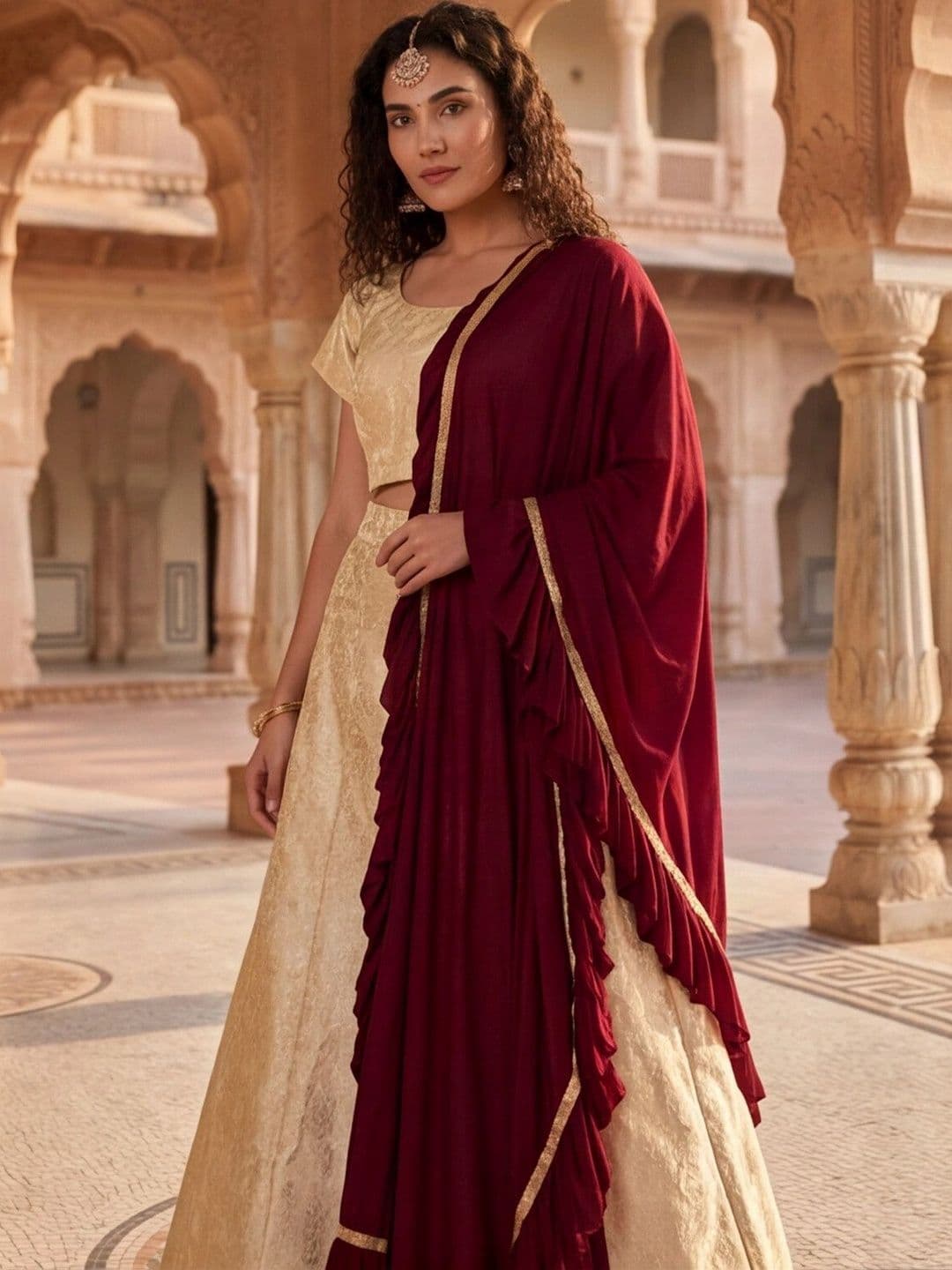 Mitera Semi-Stitched Lehenga & Unstitched Blouse With Dupatta thumbnail 4