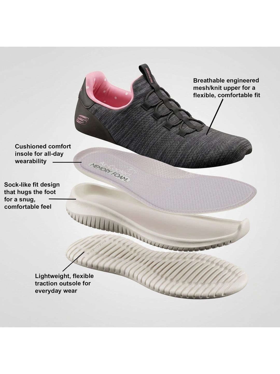 Skechers Ultra Flex Women Slip-On Running Sports Shoes thumbnail 7