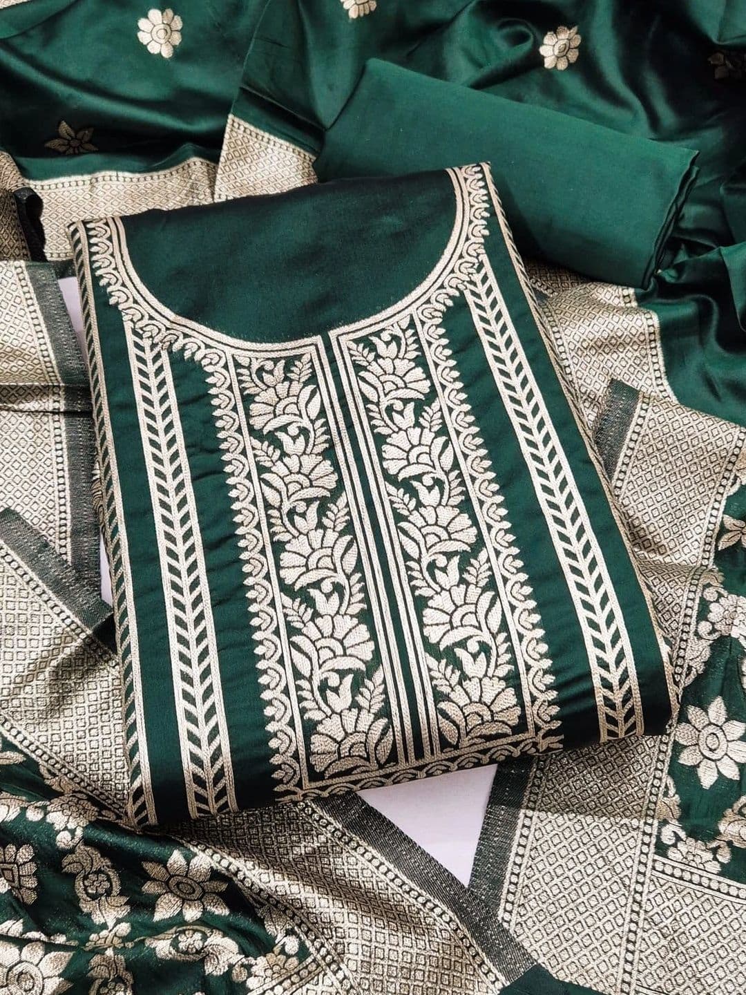 KALINI Art Silk Unstitched Dress Material - view 1