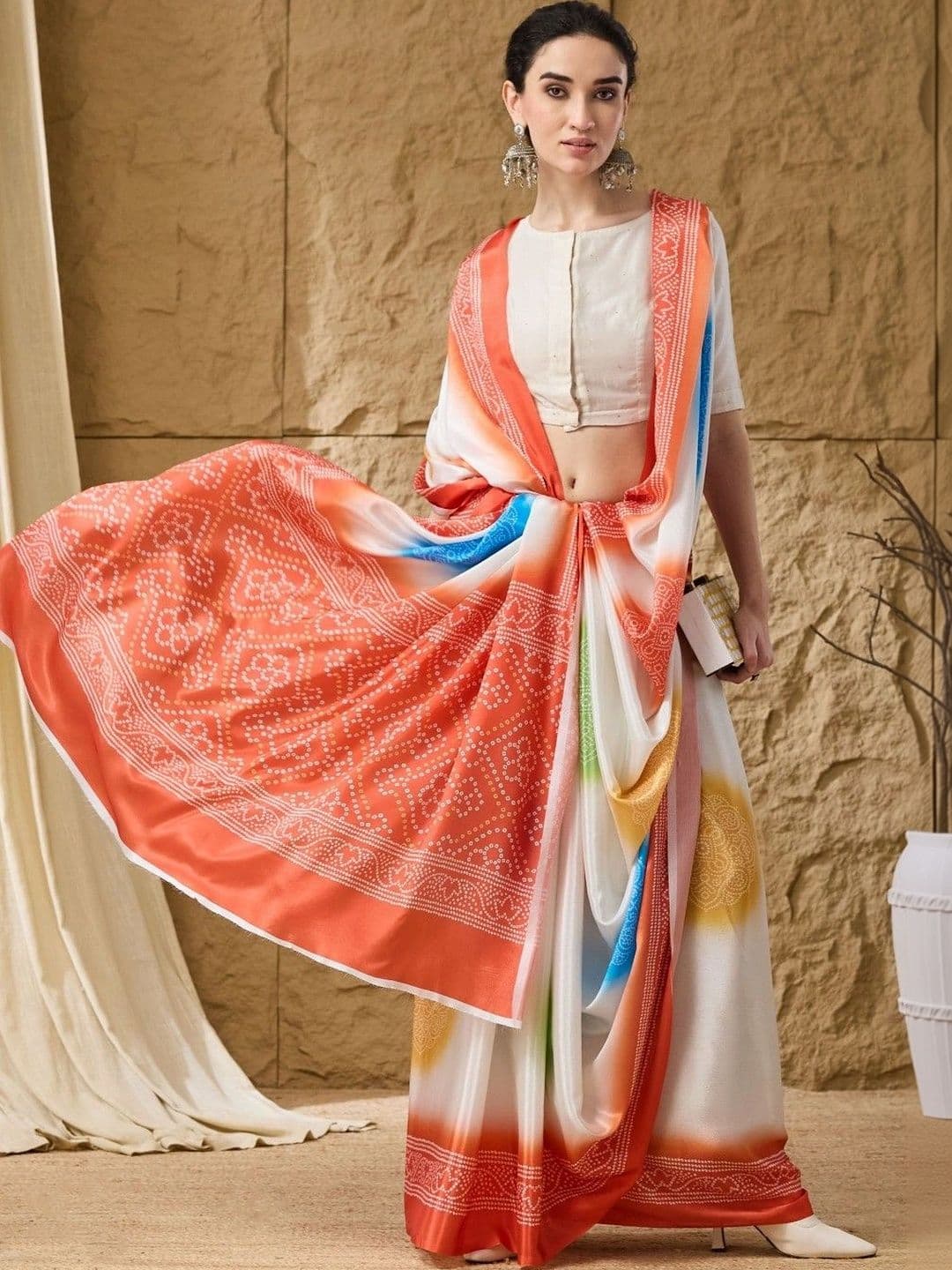 Suha Bandhani Satin Bandhani Saree - view 1