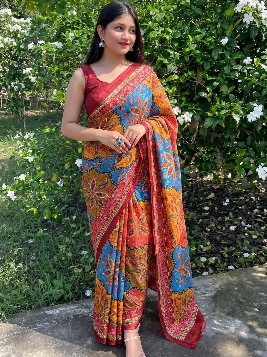 IndianRang Paisley Linen Blend Designer Saree - view 1