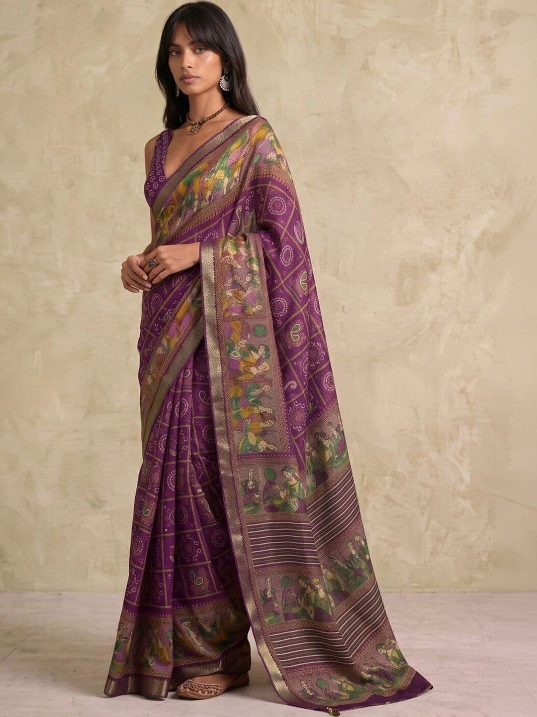 SAARA Ethnic Motifs Zari Pure Georgette Saree thumbnail 5
