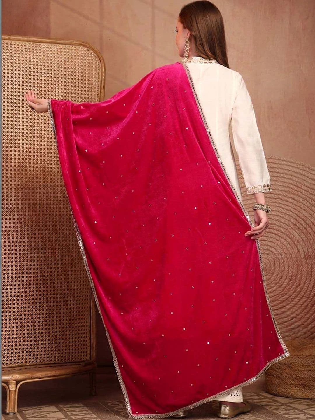 Clora Creation Velvet Dupatta with Sequinned thumbnail 6