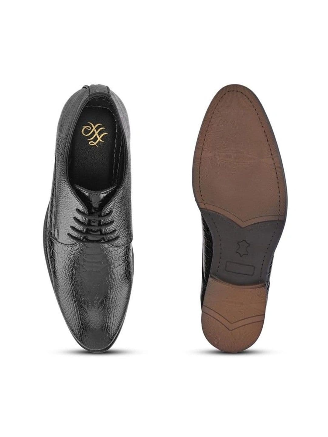 House of Pataudi Men Textured Pointed Toe Lace-Ups Derbys Formal Shoes thumbnail 2