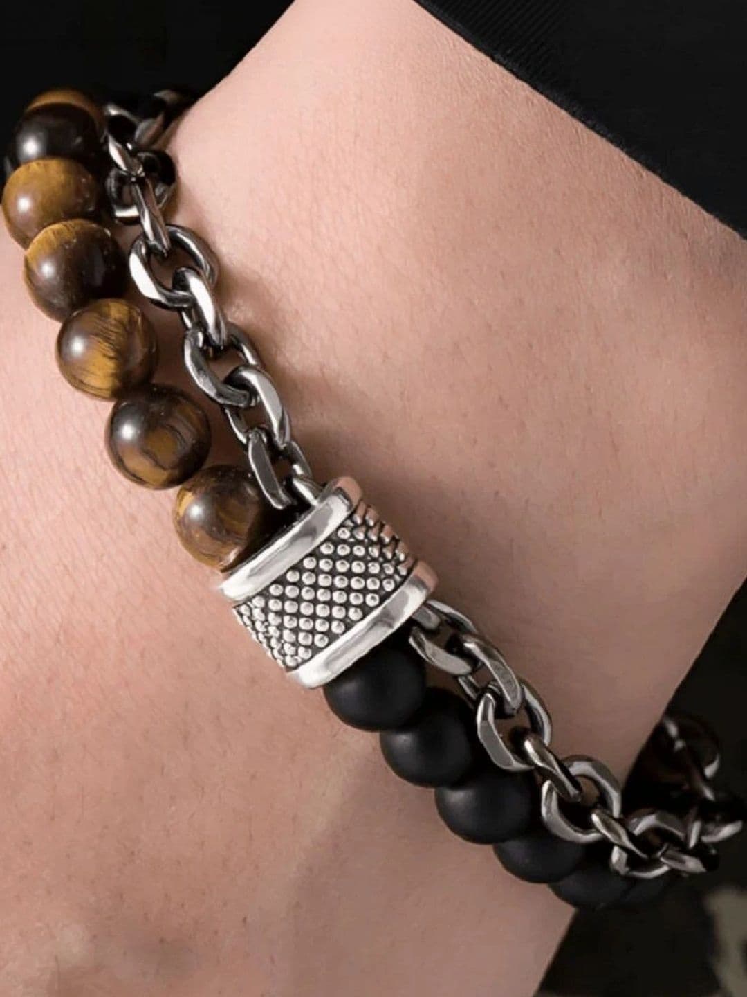 BRAHMSHAKTI Men Tigers Eye Multistrand Bracelet thumbnail 3