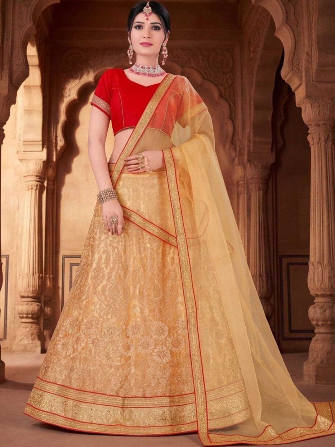 Mitera Semi-Stitched Lehenga & Unstitched Blouse With Dupatta thumbnail 2