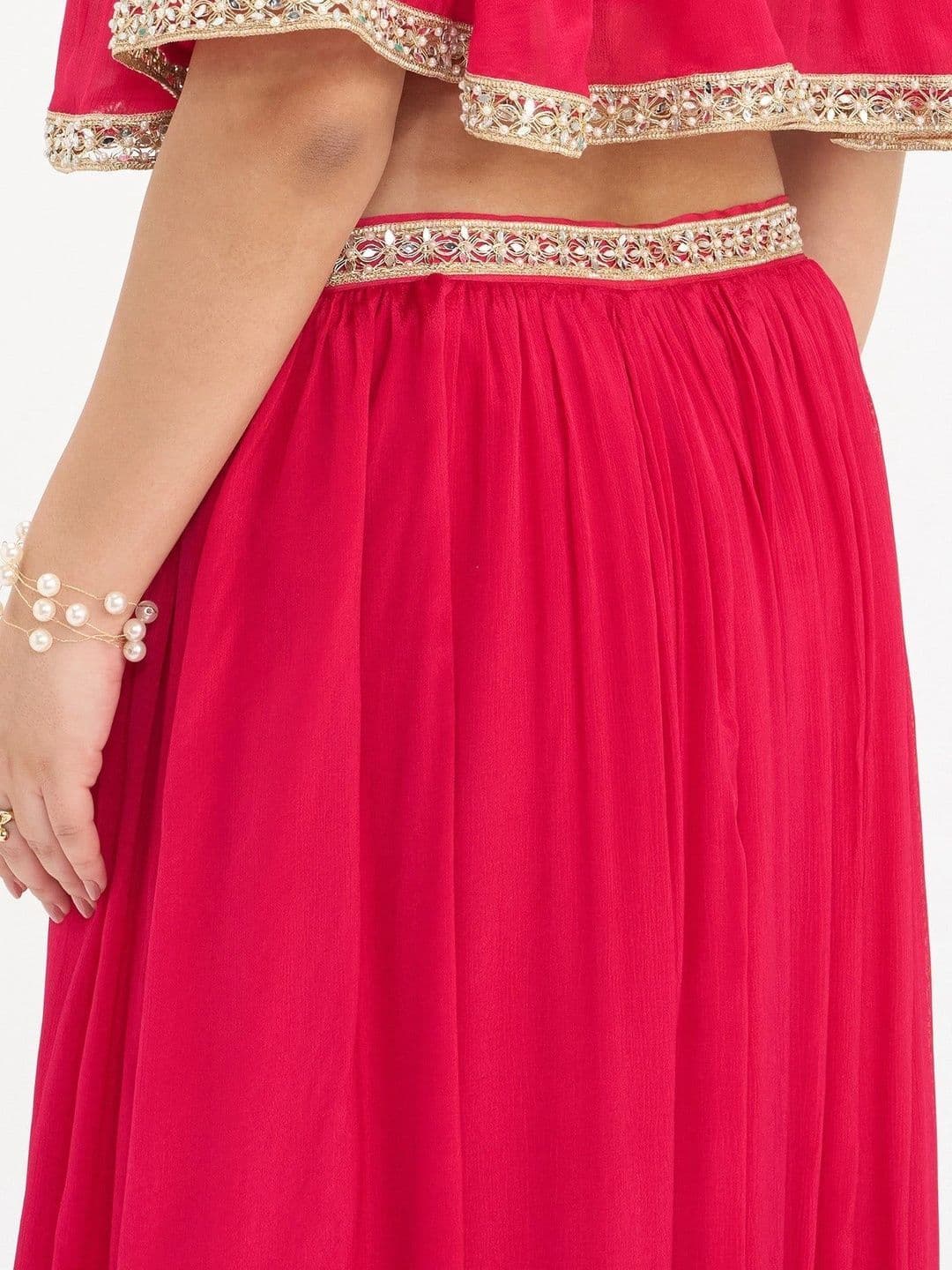 Virgio Women Solid Viscose Flared Lace Plus Size Maxi Skirt thumbnail 7