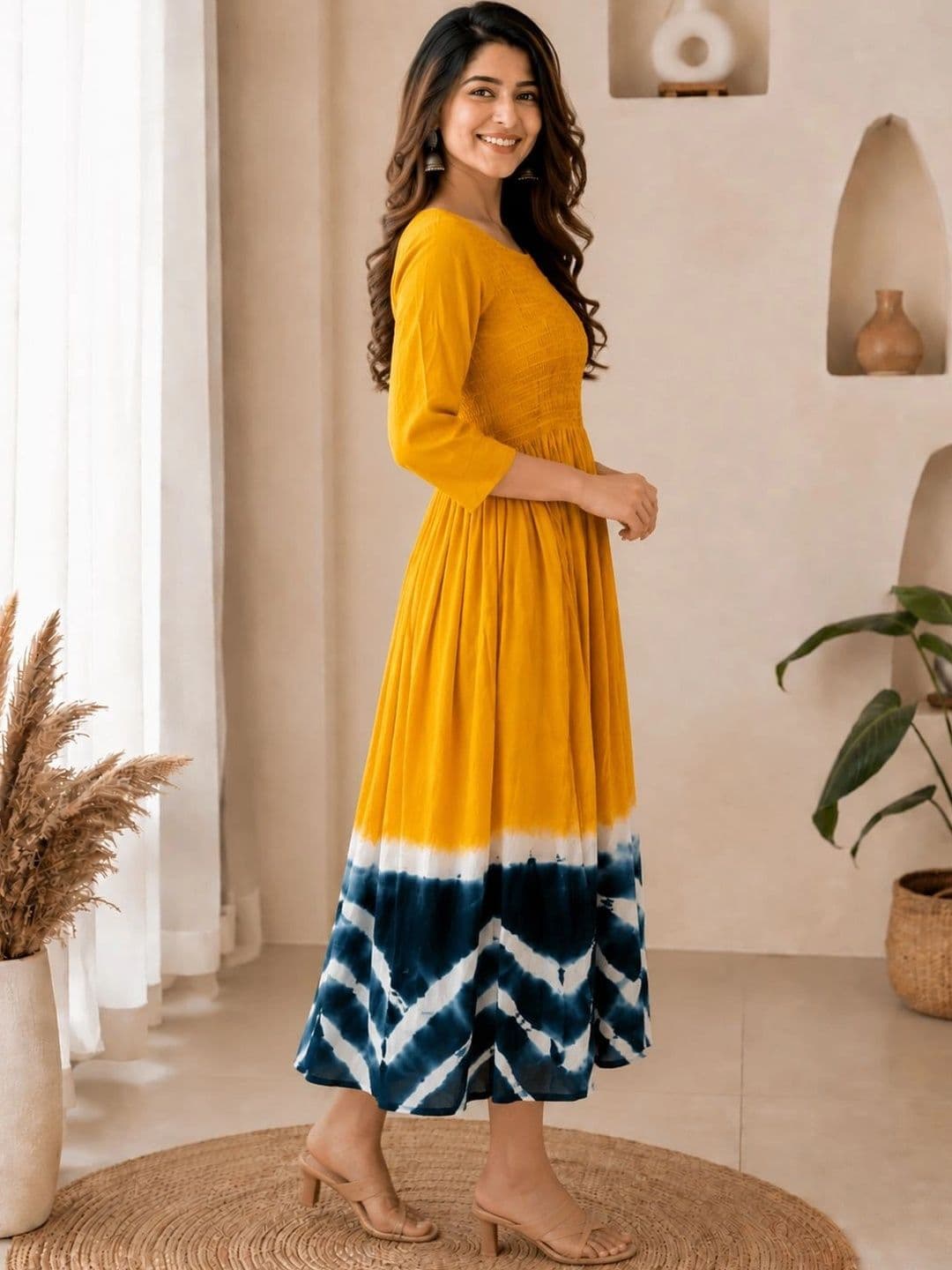 KASIBAA Tie and Dye Dyed A-Line Midi Dress thumbnail 4