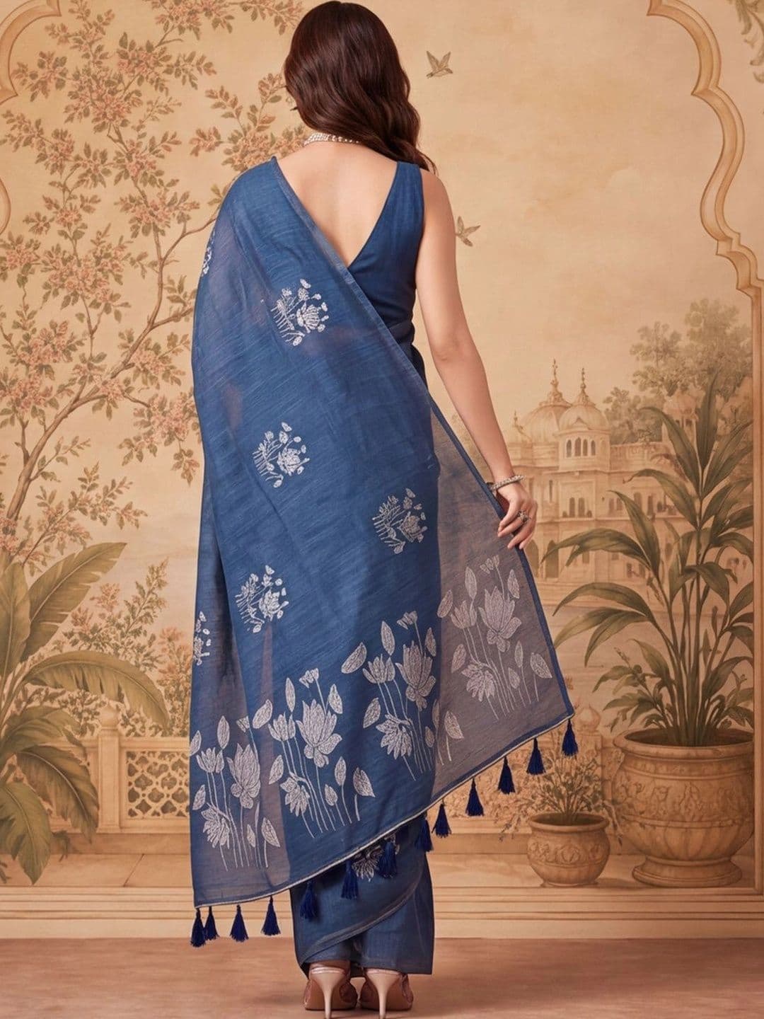 Jaipur Kurti  Women Woven Design Silk Cotton Fusion Banarasi Saree thumbnail 5